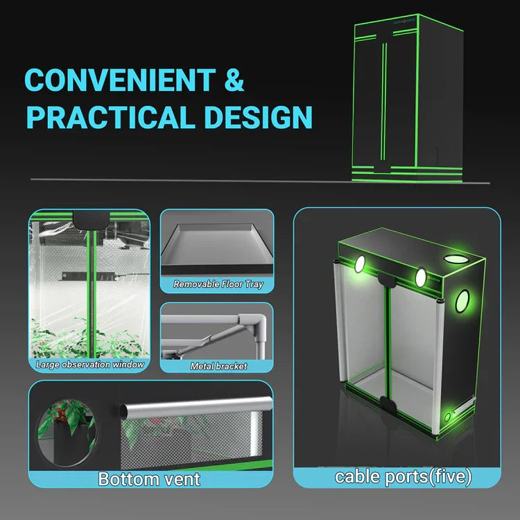 MIMEO Grow Tent with LED Lights, Inline Fan & Carbon Filter – Turnkey Indoor Hydroponics Kit