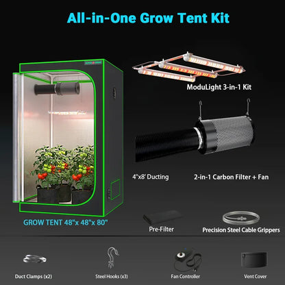 MIMEO All-in-One Grow Tent Kit with LED Grow Light and Carbon Filter for Indoor Gardening