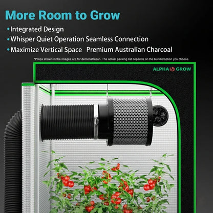 MIMEO Grow Tent with LED Grow Light & Carbon Filter for Indoor Hydroponics Stealth Growing