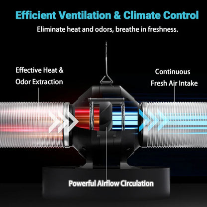 MIMEO inline fan for hydroponics with carbon filter, ensuring efficient ventilation and odor control in grow tents