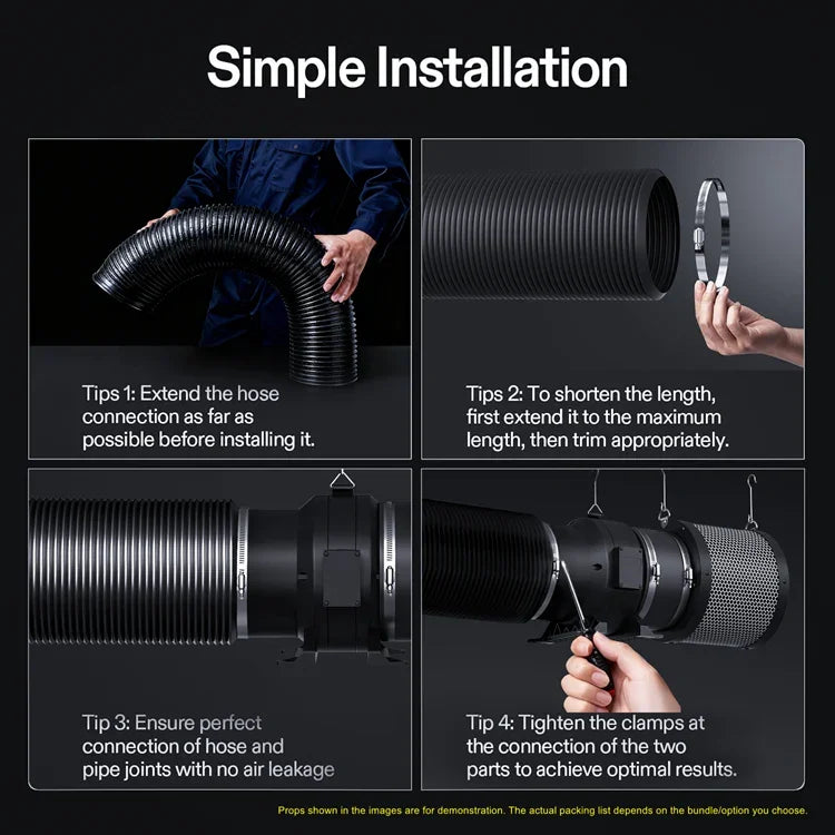 MIMEO inline fan & carbon filter installation guide for stealth hydroponics grow tents