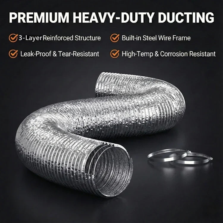 MIMEO Premium Heavy-Duty Ducting for Indoor Grow Tents, LED Grow Light Ventilation, Inline Fan Setup