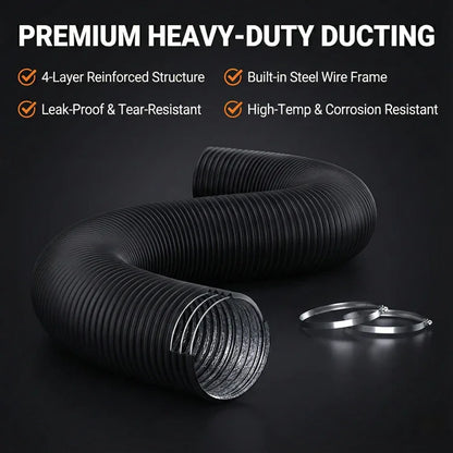 MIMEO Premium Heavy-Duty Ducting for Indoor Grow Tents, LED Grow Light Ventilation, Inline Fan Setup