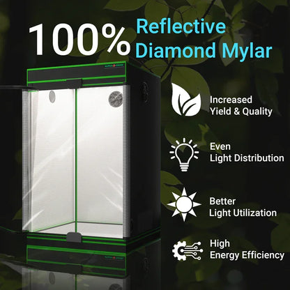 MIMEO Grow Tent with 100% Reflective Diamond Mylar for Indoor Hydroponics & Stealth Growing