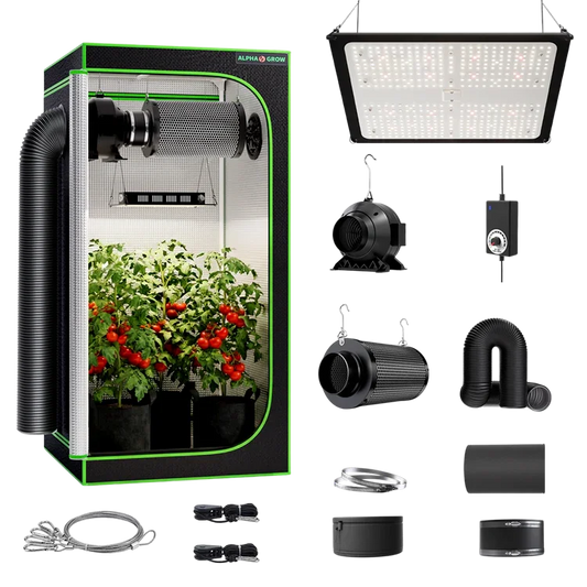 MIMEO Turnkey Kit with Grow Tent, LED Grow Light, Inline Fan & Carbon Filter for Indoor Hydroponics
