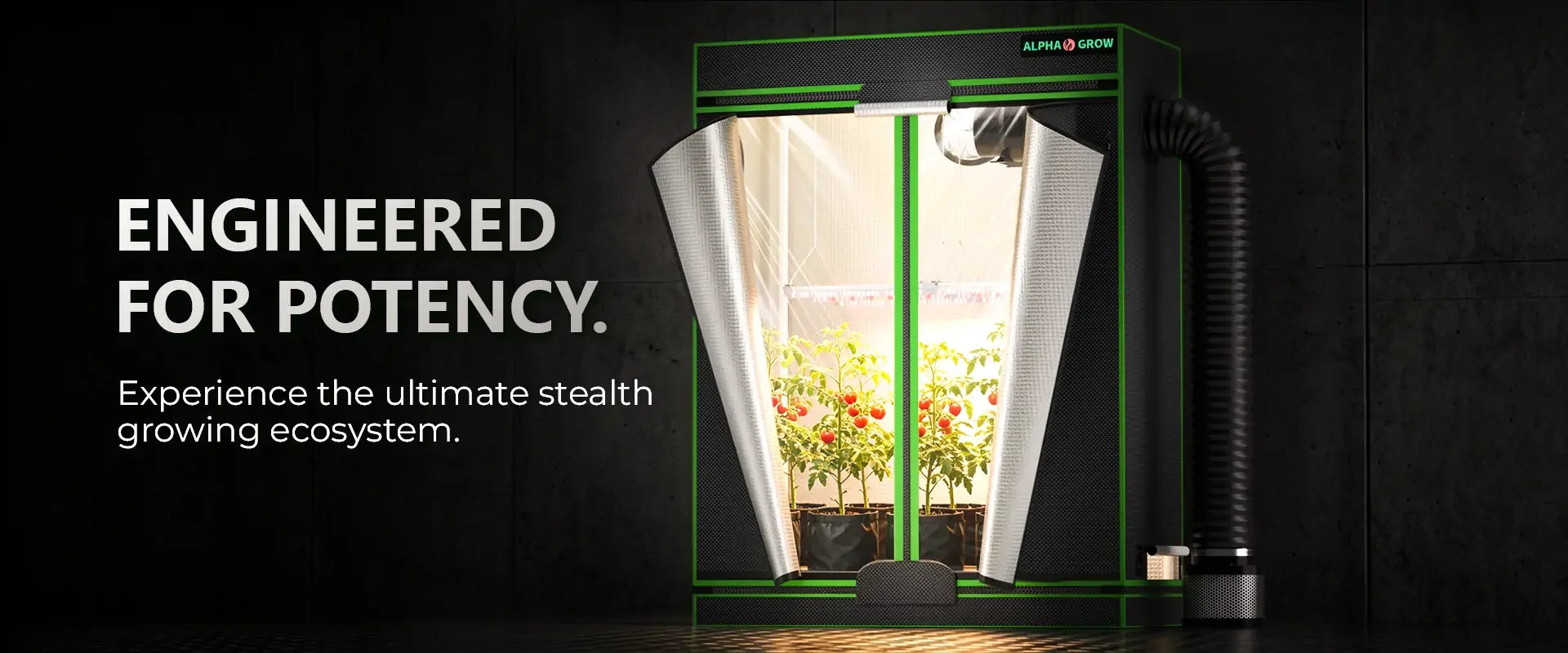MIMEO stealth grow tent with LED light & inline fan for indoor hydroponics