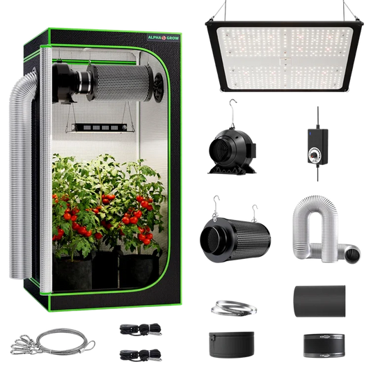MIMEO indoor hydroponics turnkey kit with grow tent, LED light, inline fan & carbon filter for stealth gardening