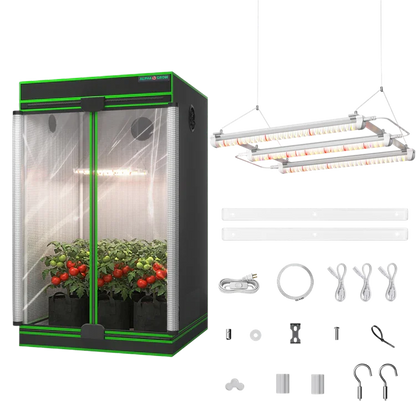 MIMEO Grow Tent with LED Grow Light & Turnkey Kit for Indoor Hydroponics Stealth Growing