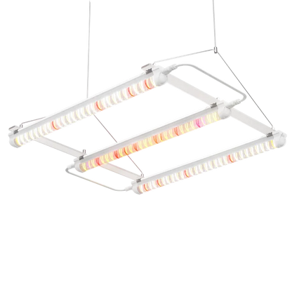 MIMEO LED Grow Light for indoor hydroponics, featuring full-spectrum panels in a suspended turnkey kit setup