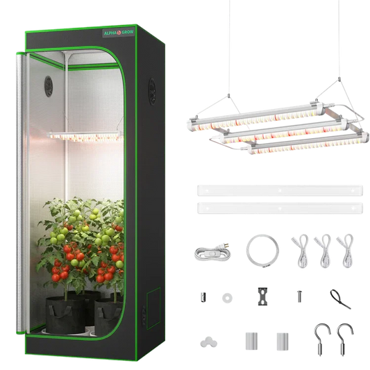 MIMEO indoor grow tent with LED lights, carbon filter, and turnkey hydroponics kit for stealth gardening