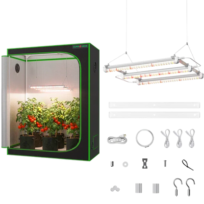 MIMEO indoor grow tent with LED grow lights, turnkey hydroponics kit for stealth plant cultivation