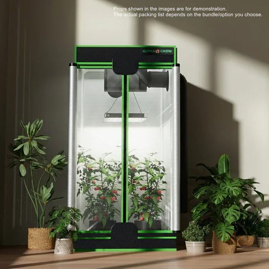 MIMEO Alpha Grow indoor hydroponics tent with LED light, stealth setup for home gardening