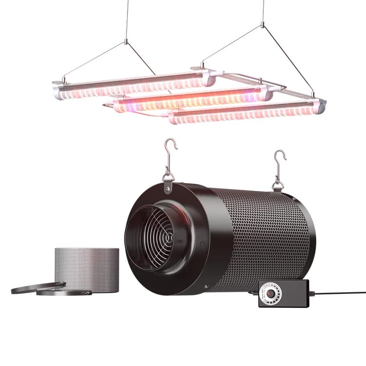MIMEO LED Grow Light and Inline Fan for Indoor Hydroponics Setup