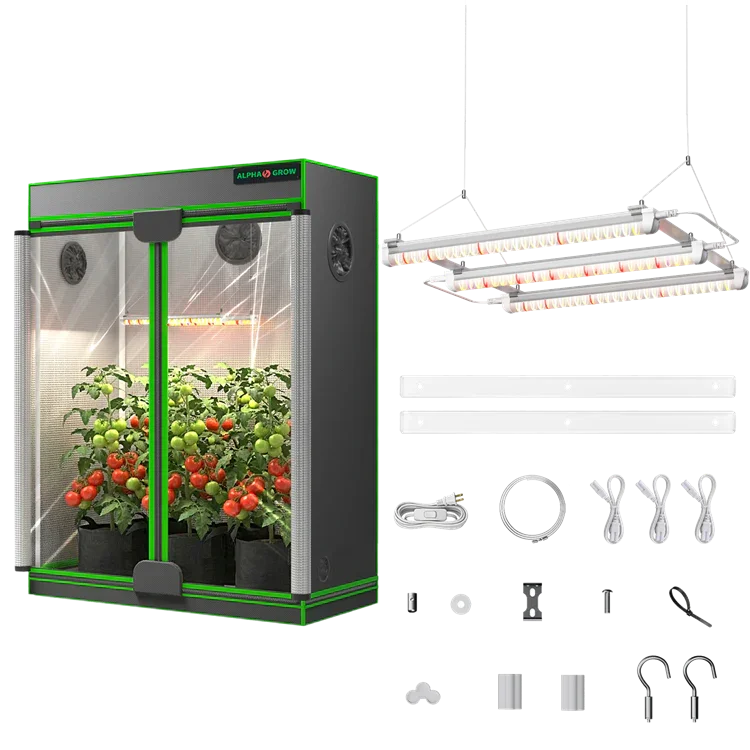 MIMEO indoor grow tent with LED lights, inline fan, carbon filter – turnkey hydroponics kit for stealth gardening