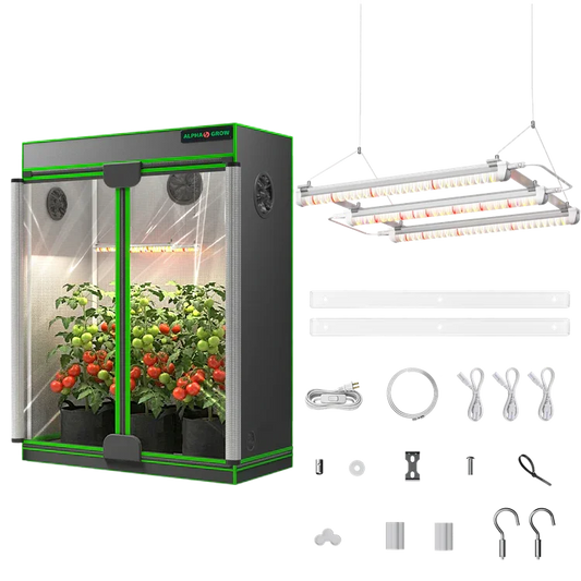 MIMEO indoor grow tent with LED lights, inline fan, carbon filter – turnkey hydroponics kit for stealth gardening
