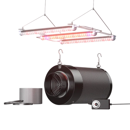 MIMEO LED Grow Light and Inline Fan for Indoor Hydroponics Setup