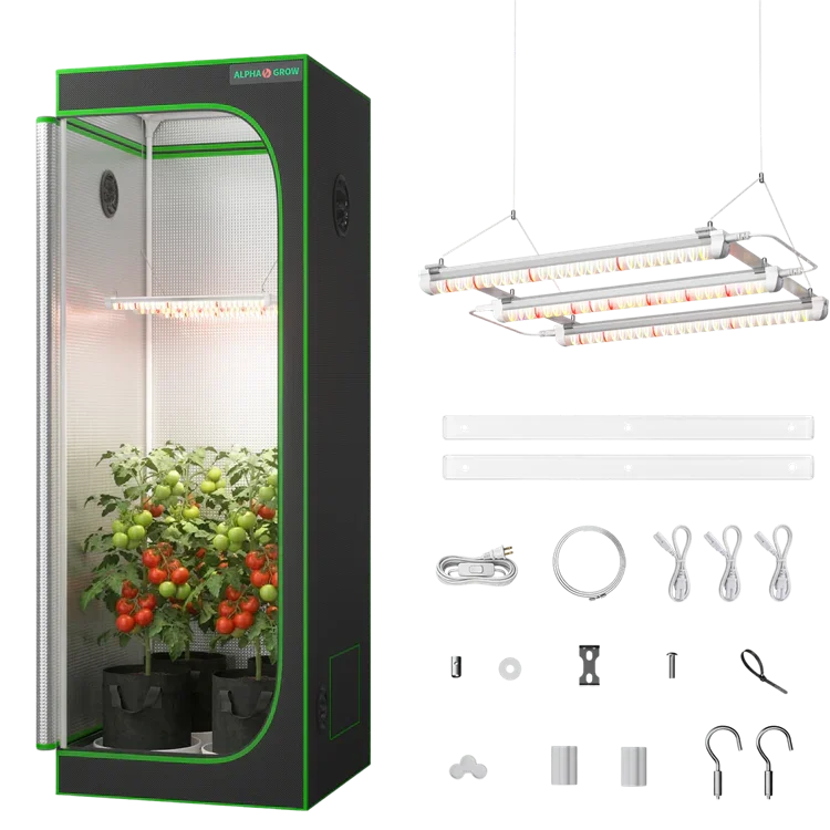MIMEO Grow Tent with LED Grow Light & Turnkey Kit for Indoor Hydroponics Stealth Growing