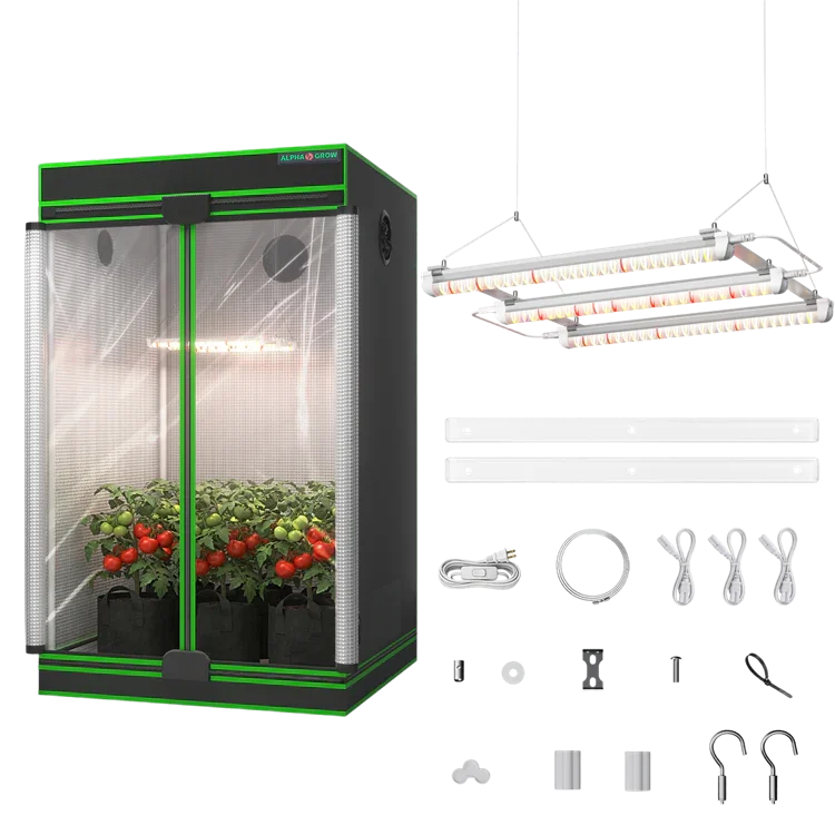 MIMEO indoor grow tent with LED lights, carbon filter & turnkey hydroponics kit for stealth gardening