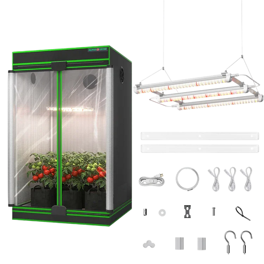 MIMEO indoor grow tent with LED lights, carbon filter & turnkey hydroponics kit for stealth gardening