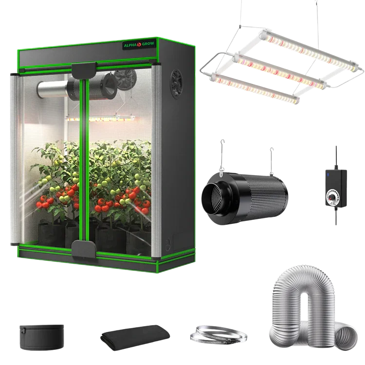 MIMEO indoor hydroponics turnkey kit with grow tent, LED light, inline fan & carbon filter for stealth gardening