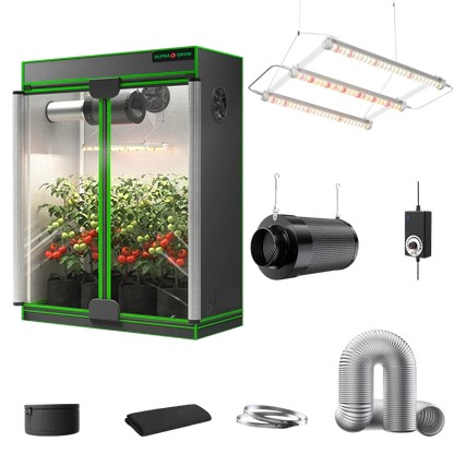 MIMEO indoor hydroponics turnkey kit with grow tent, LED light, inline fan & carbon filter for stealth gardening