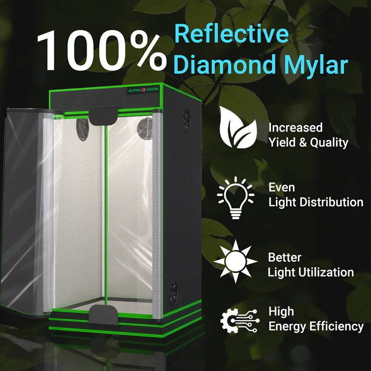MIMEO Grow Tent with 100% Reflective Diamond Mylar for Indoor Hydroponics & Stealth Growing