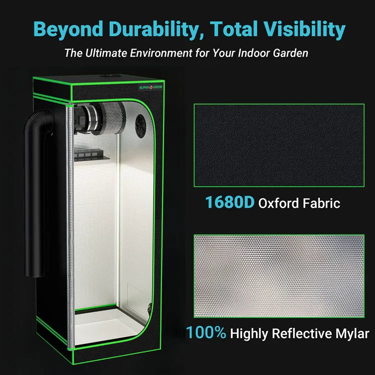 MIMEO Grow Tent with 1680D Oxford Fabric & Reflective Mylar for Indoor Hydroponics