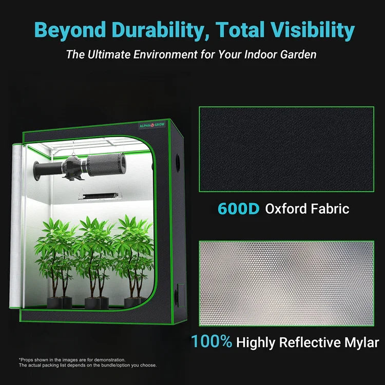 MIMEO Grow Tent with LED Grow Light, 600D Oxford Fabric & Reflective Mylar for Indoor Hydroponics