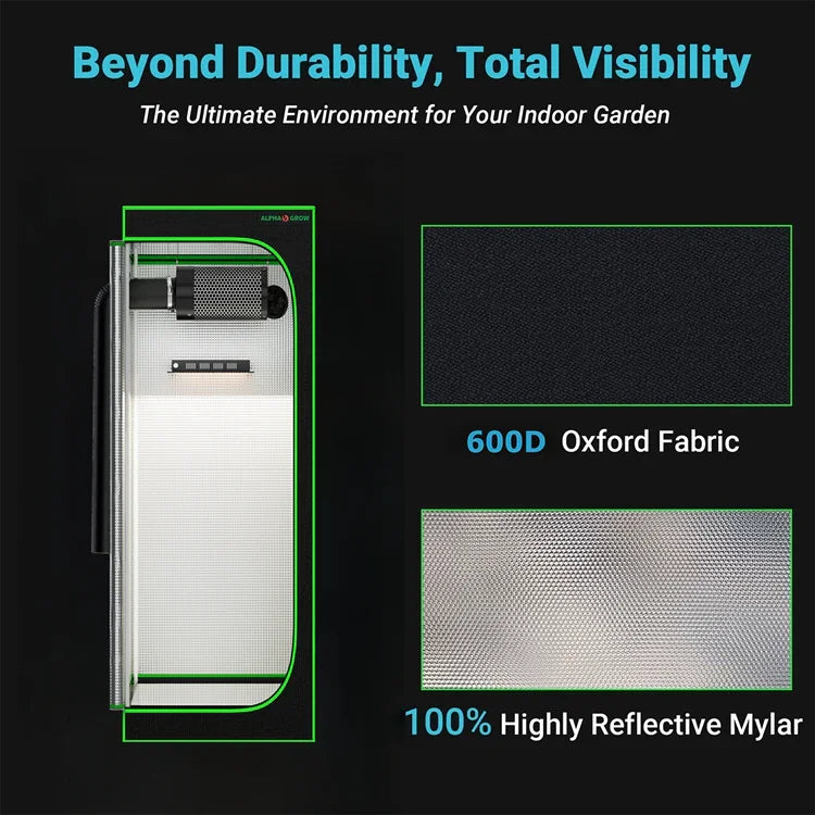 MIMEO Grow Tent with 600D Oxford Fabric & 100% Reflective Mylar for Indoor Gardening