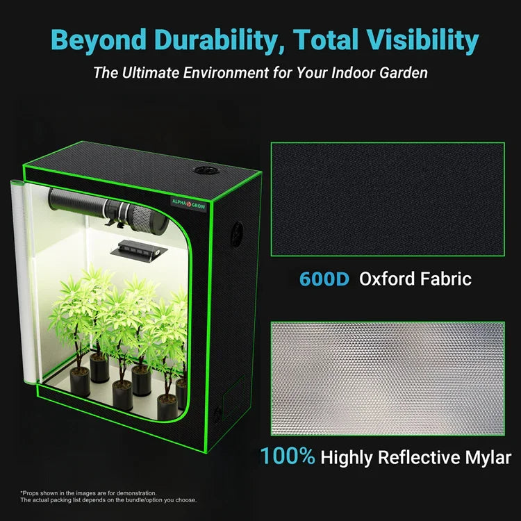 MIMEO Grow Tent with LED Grow Light, 600D Oxford Fabric & Reflective Mylar for Indoor Hydroponics
