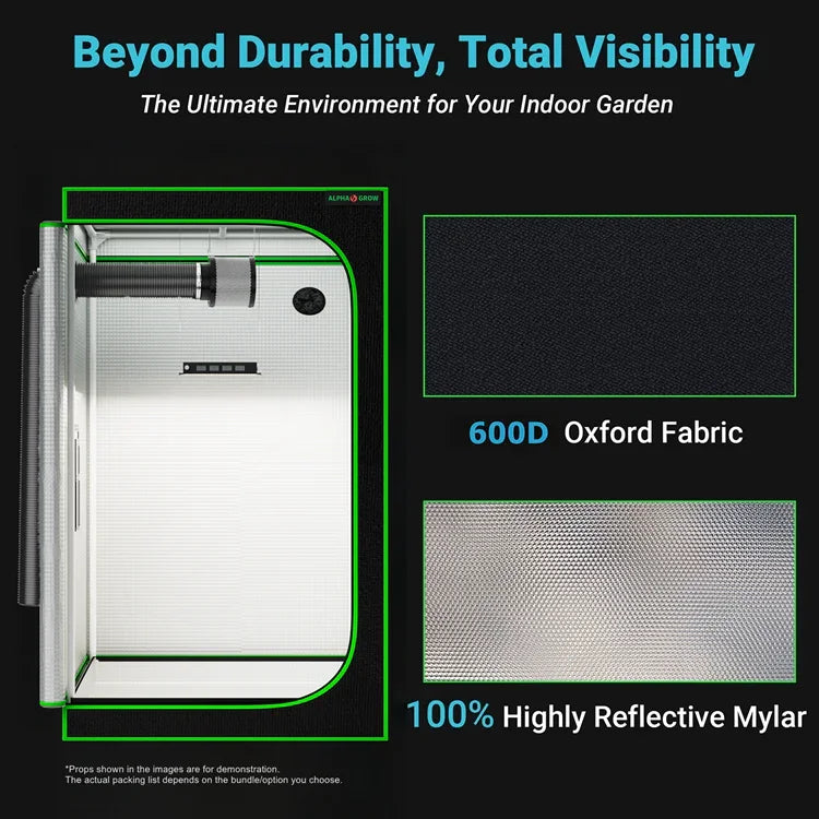 MIMEO Grow Tent with 600D Oxford Fabric & 100% Reflective Mylar for Indoor Hydroponics