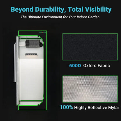 MIMEO Grow Tent with 600D Oxford Fabric & 100% Reflective Mylar for Indoor Gardening