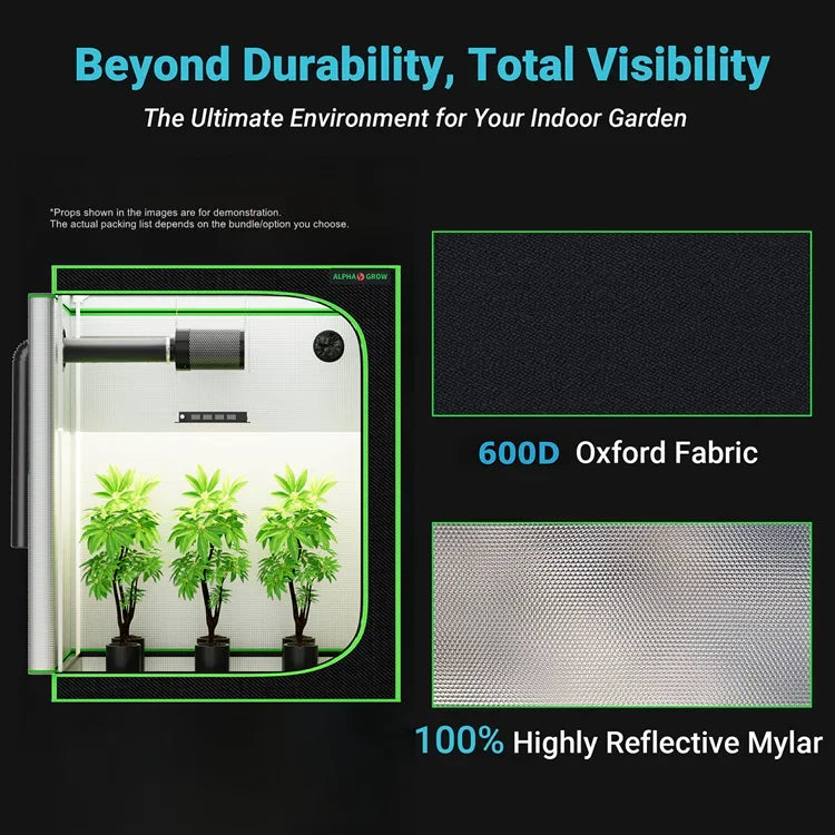MIMEO Grow Tent with LED Grow Light, 600D Oxford Fabric & Reflective Mylar for Indoor Gardening