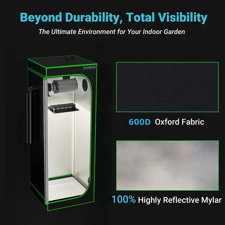 MIMEO Grow Tent with 600D Oxford Fabric & Reflective Mylar for Indoor Hydroponics
