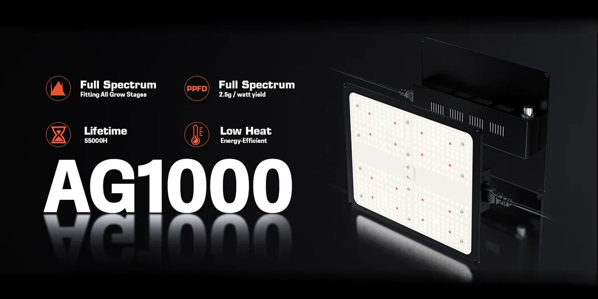 MIMEO AG1000 LED Grow Light for indoor hydroponics, full spectrum, low heat, energy-efficient