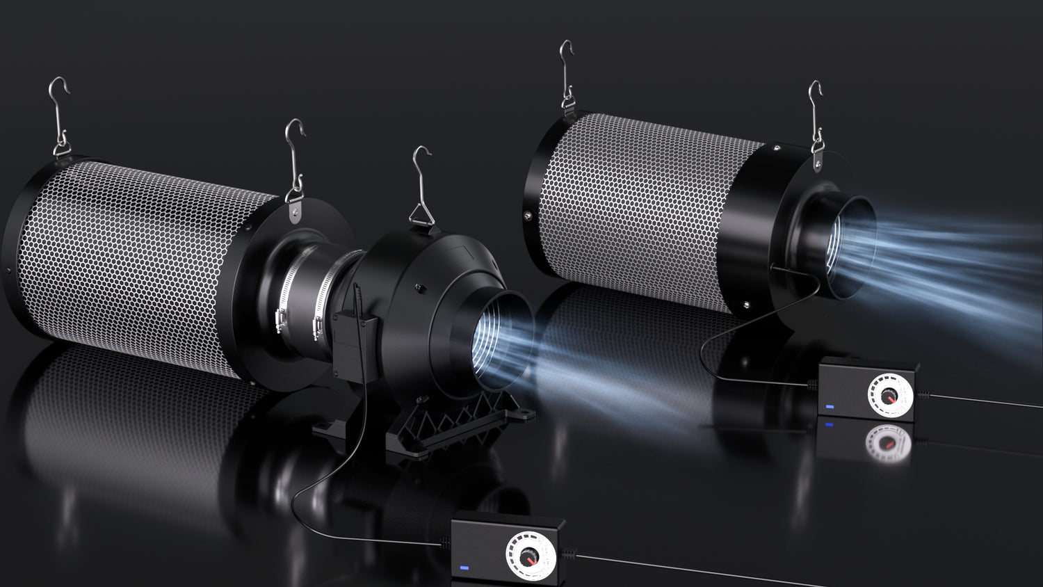 MIMEO indoor gardening ventilation kit with carbon filter, inline fan, and controller for airflow management