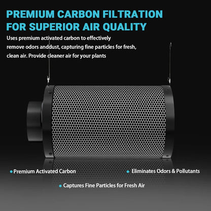 MIMEO Carbon Filter for Indoor Gardening – Premium Activated Carbon Eliminates Odors & Pollutants