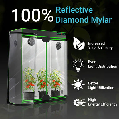 MIMEO Grow Tent with 100% Reflective Diamond Mylar for Indoor Hydroponics & Stealth Growing