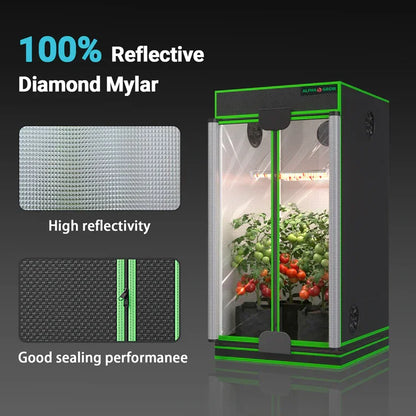 MIMEO indoor grow tent with LED light, 100% reflective Diamond Mylar, ideal for hydroponics and stealth growing