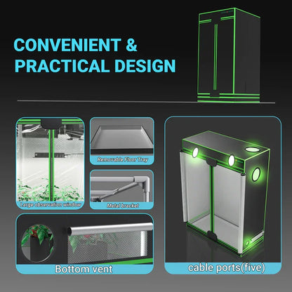 MIMEO Grow Tent with LED Grow Light, Inline Fan, Carbon Filter & Turnkey Kit Features