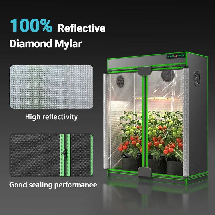 MIMEO Grow Tent with LED Grow Light, 100% Reflective Diamond Mylar, Ideal for Indoor Hydroponics