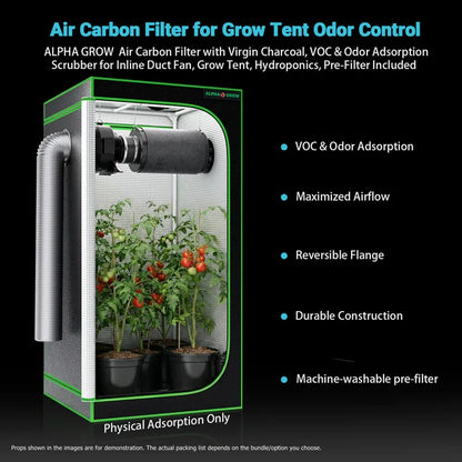 MIMEO Grow Tent with Carbon Filter & LED Light for Indoor Hydroponics Stealth Growing