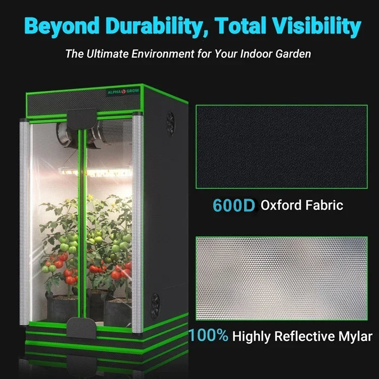 MIMEO Grow Tent with LED Grow Light, 600D Oxford Fabric & Reflective Mylar for Indoor Hydroponics