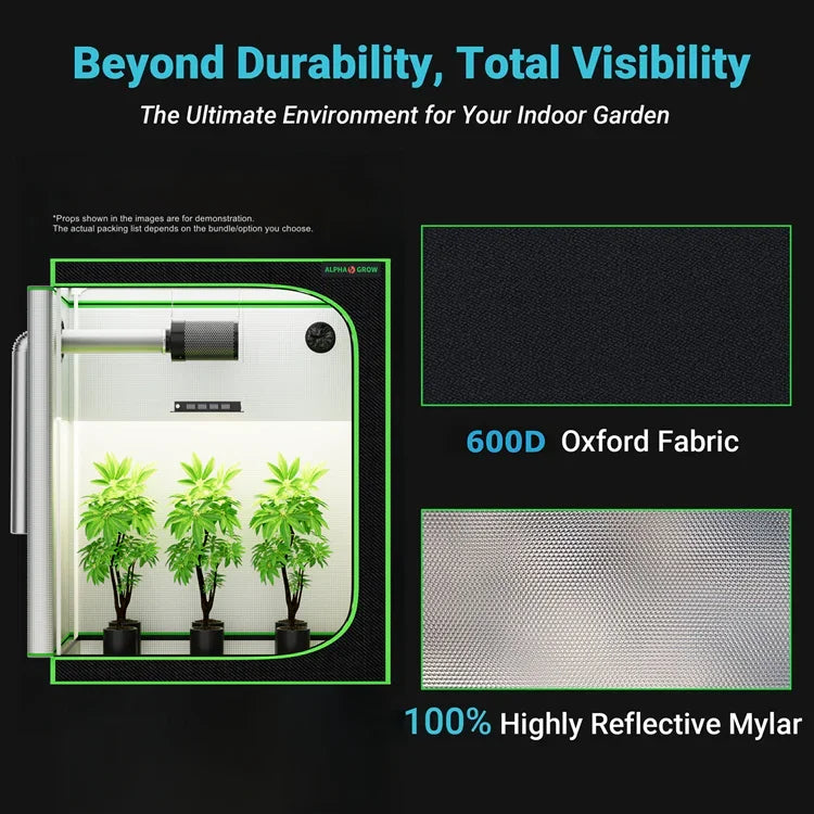MIMEO Grow Tent with LED Grow Light, 600D Oxford Fabric & Reflective Mylar for Indoor Hydroponics