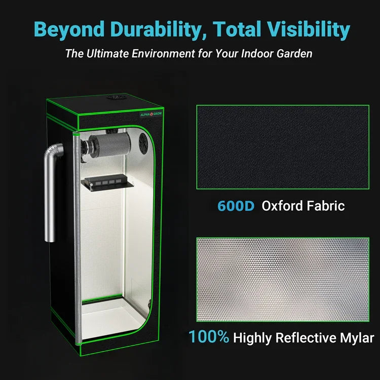 MIMEO Grow Tent with 600D Oxford Fabric & Reflective Mylar for Indoor Hydroponics