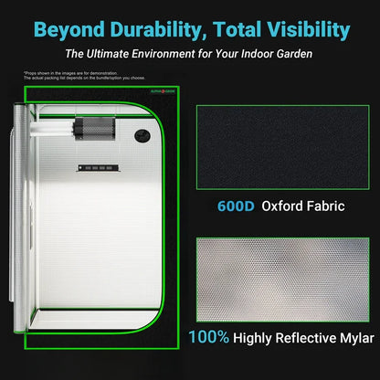 MIMEO Grow Tent with 600D Oxford Fabric & 100% Reflective Mylar for Indoor Hydroponics
