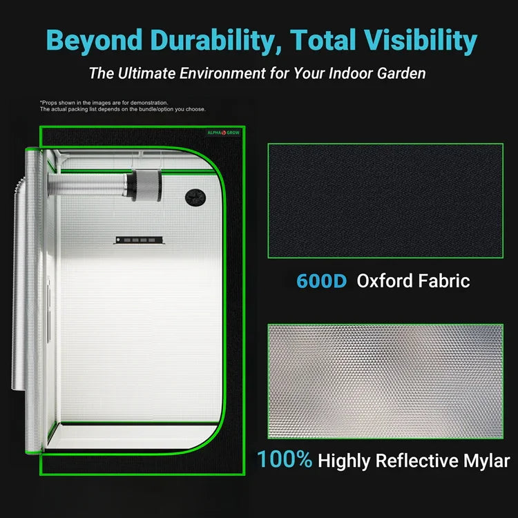 MIMEO Grow Tent with 600D Oxford Fabric & 100% Reflective Mylar for Indoor Hydroponics