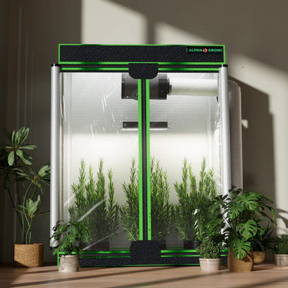 MIMEO Alpha Grow indoor hydroponics tent with LED light, stealth grow setup for home gardening
