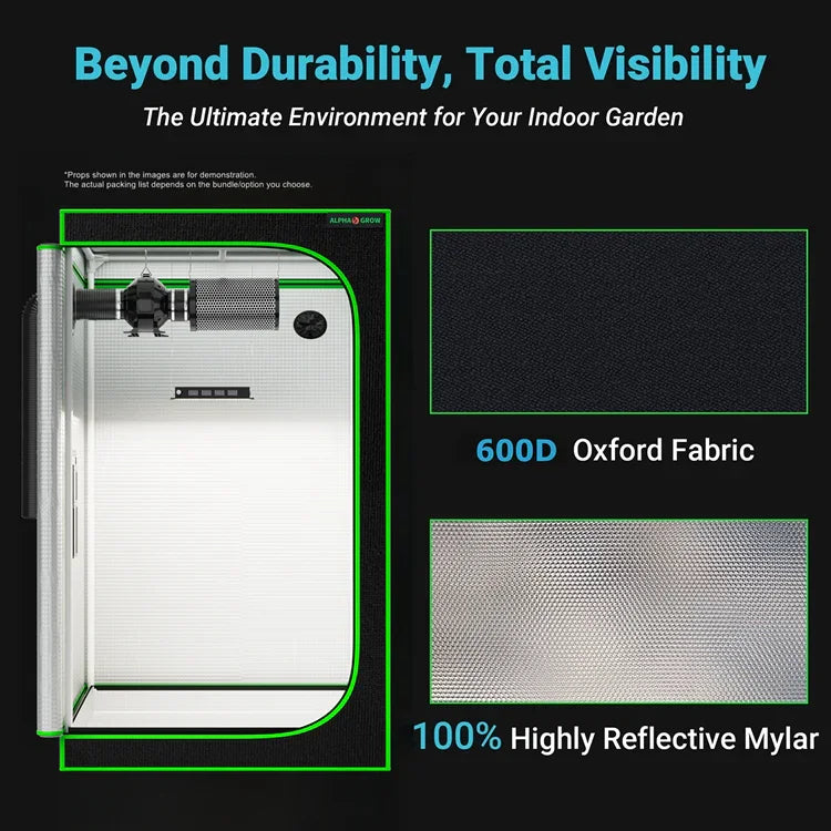 MIMEO Grow Tent with 600D Oxford Fabric & 100% Reflective Mylar for Indoor Hydroponics