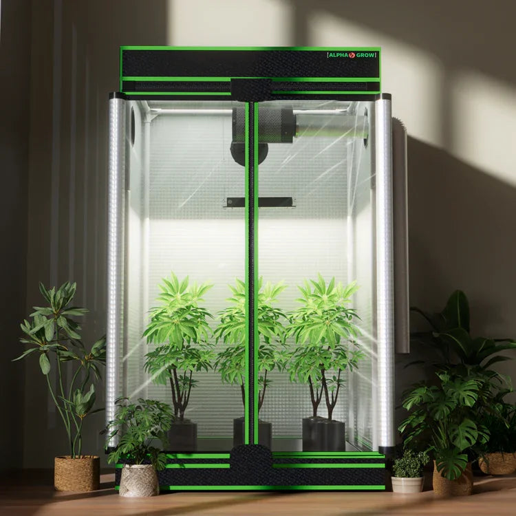 MIMEO indoor grow tent with LED grow lights and stealth hydroponic setup for home gardening